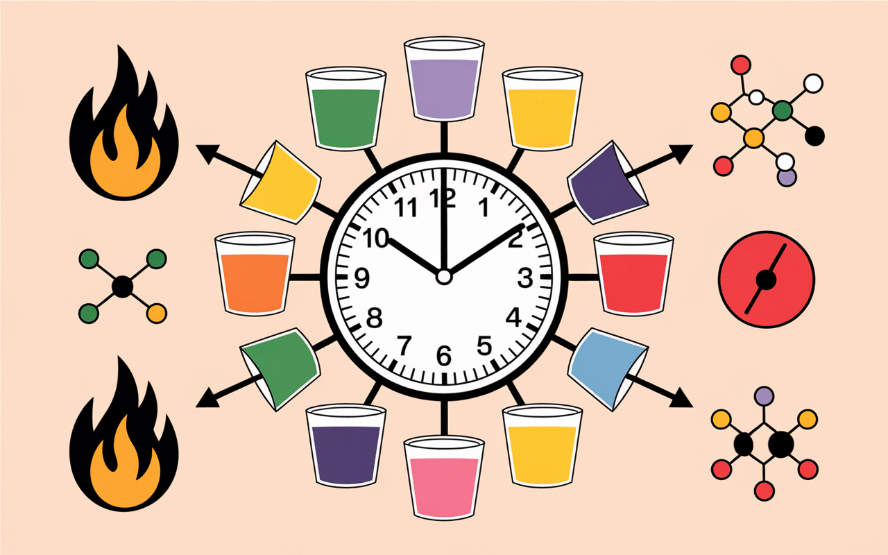 boisson brule-graisse a boire toute la journee illustration horloge verre métabolisme