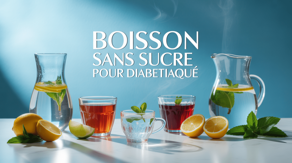 boisson sans sucre pour diabetique avec eau pétillante, thé, citron et menthe