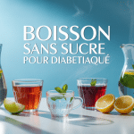 boisson sans sucre pour diabetique avec eau pétillante, thé, citron et menthe