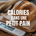 Calories dans un petit pain sur balance avec chiffres