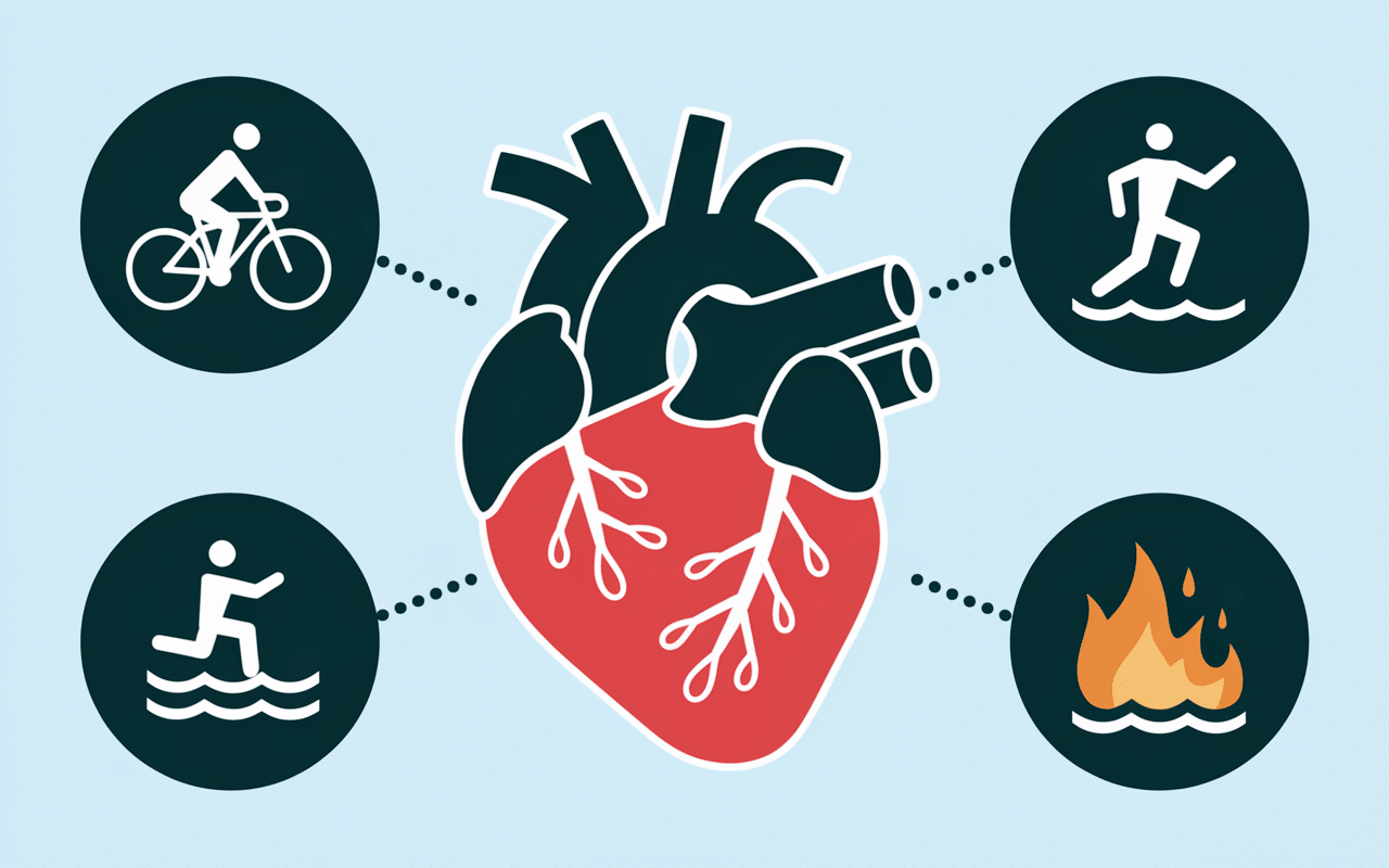 Cardio perte de poids cœur stylisé et exercices cardio