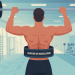Ceinture pour la musculation sur silhouette soulevant barre en salle