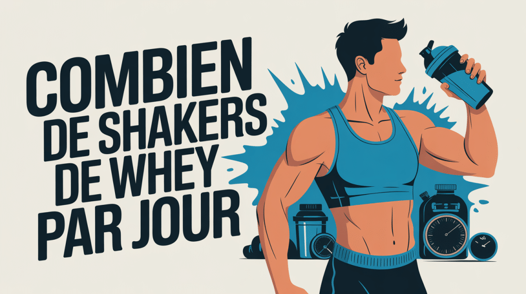 combien de shaker de whey par jour illustré avec sportif et shaker