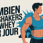 combien de shaker de whey par jour illustré avec sportif et shaker