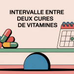 Combien de temps entre 2 cures de vitamines illustration balance et calendrier