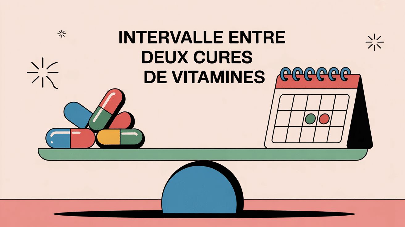 Combien de temps entre 2 cures de vitamines illustration balance et calendrier