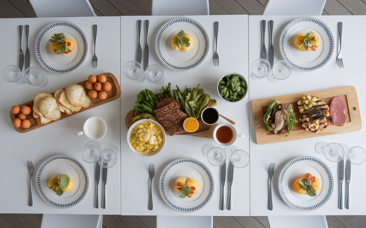 trois repas proteines petits déjeuner déjeuner diner