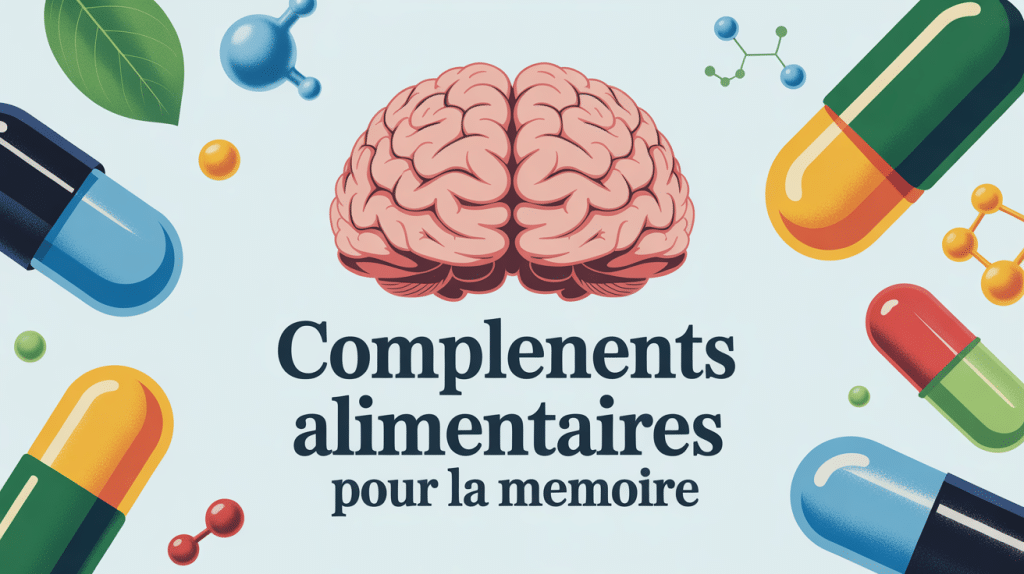 complement alimentaire pour memoire illustration cerveau et capsules