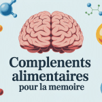 complement alimentaire pour memoire illustration cerveau et capsules
