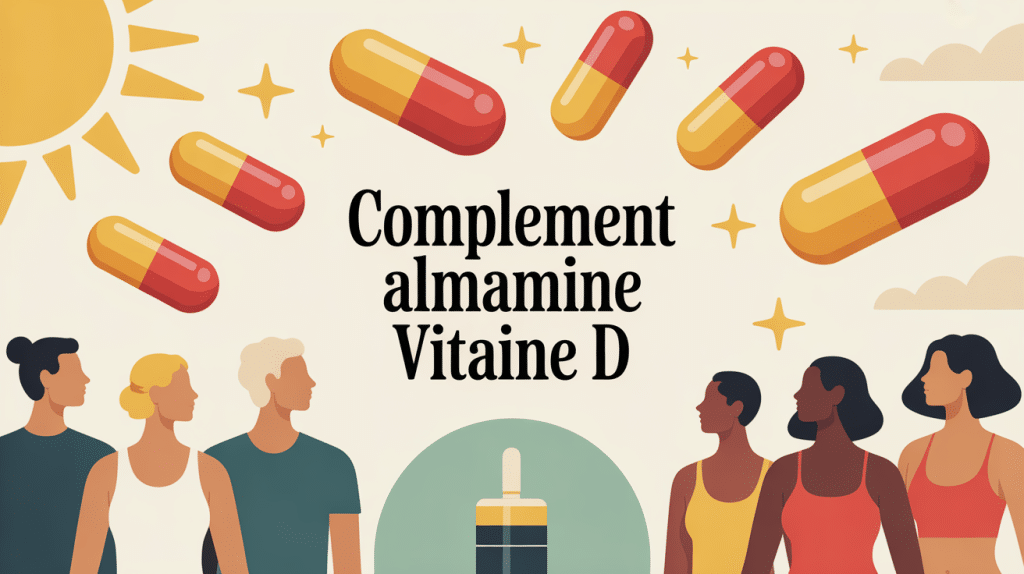 complement alimentaire vitamine d capsules soleil stylise os robustes