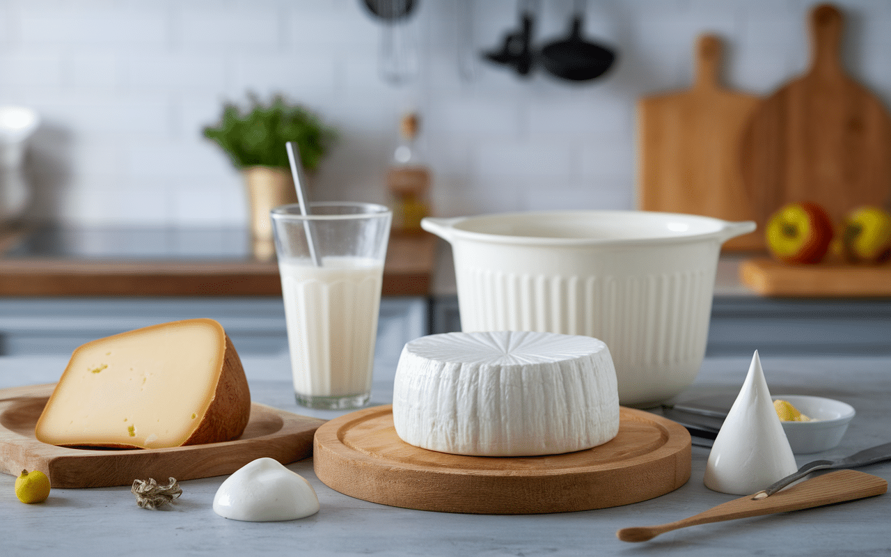 composition du fromage blanc ingrédients sur plan de travail
