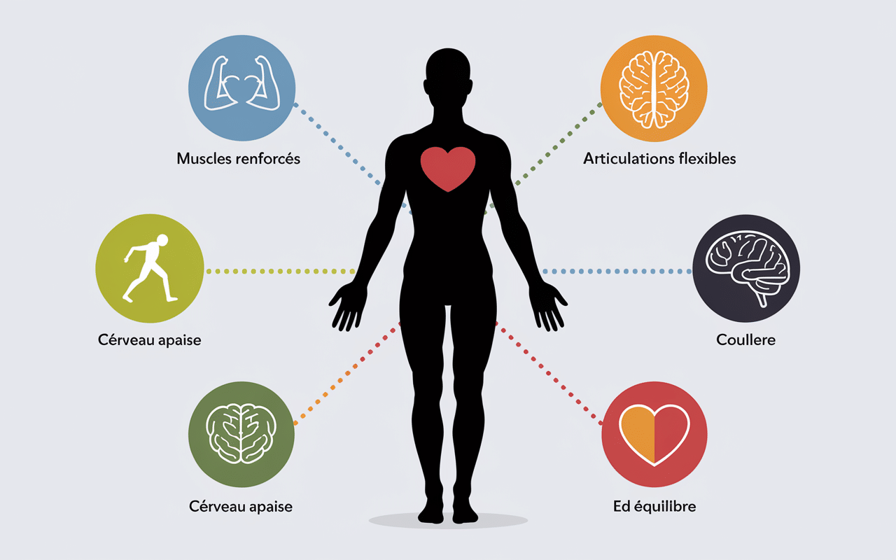 difference entre yoga et pilates infographie bienfaits muscles cerveau