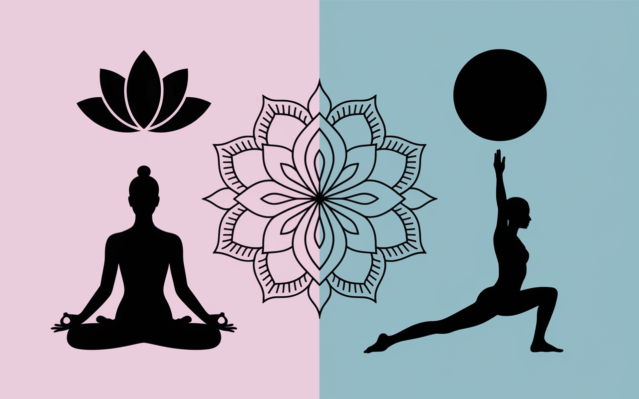 difference entre yoga et pilates symboles lotus tapis ballon