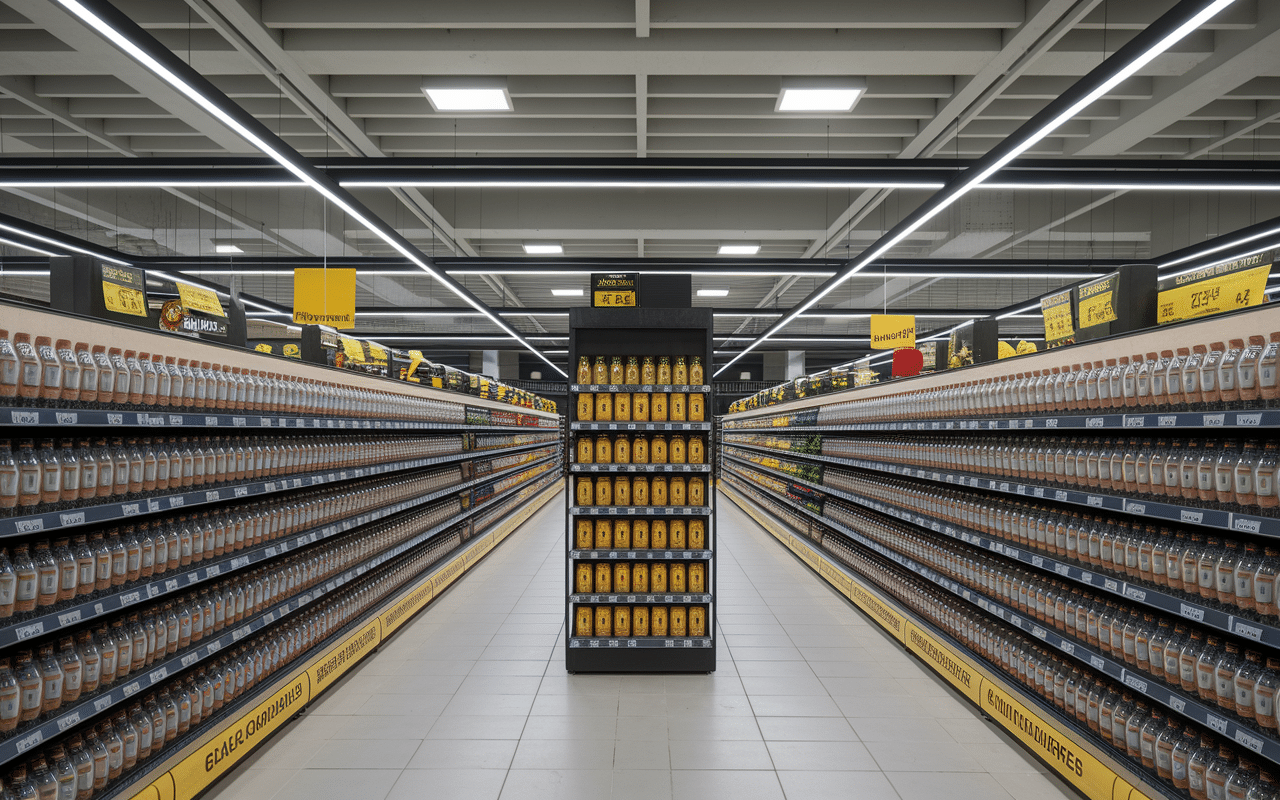 Eau alcaline grande surface supermarché rayons