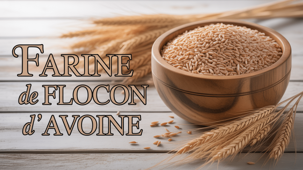 farine de flocon d avoine bol bois et flocons disposés