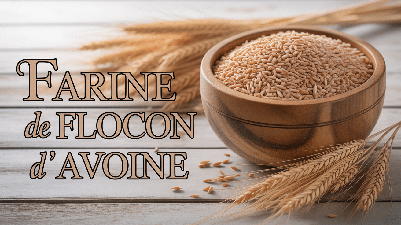 farine de flocon d avoine bol bois et flocons disposés