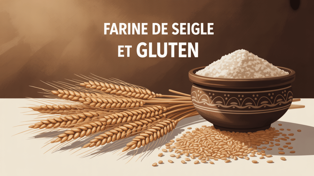 Farine de seigle et gluten sur épis grains bol