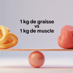1kg de gras vs 1kg de muscle sur une balance stylisée
