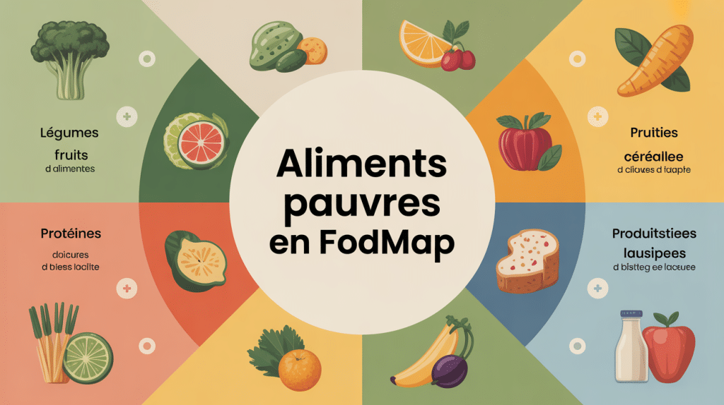 300 aliments pauvres en fodmap illustration couverture flat-lay