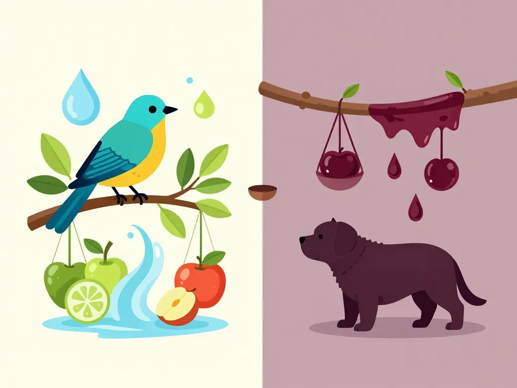 Métaphore visuelle des bienfaits et limites dont le regime alimentaire est constitue de fruit