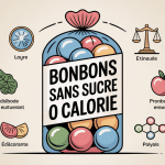 Illustration bonbon sans sucre 0 calorie équilibre plaisir et info