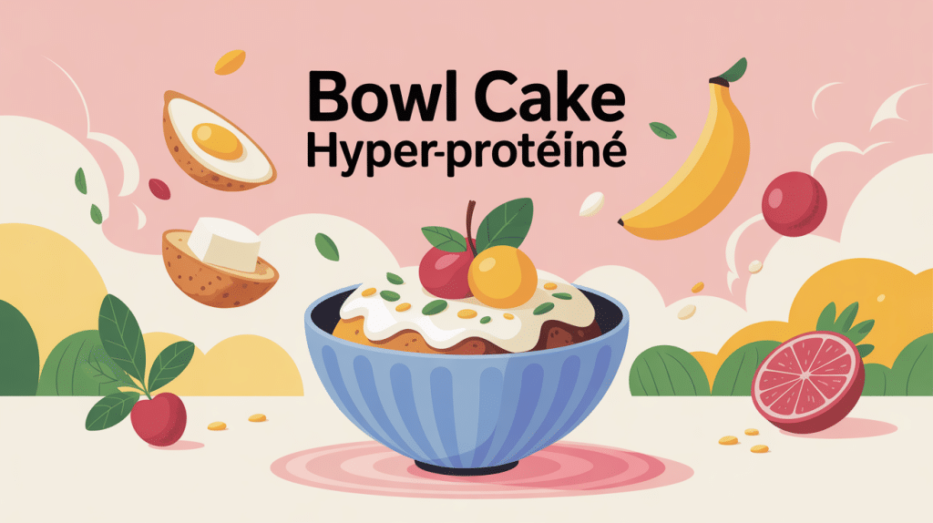 bowl cake hyperprotéiné illustration ingrédients et micro-ondes