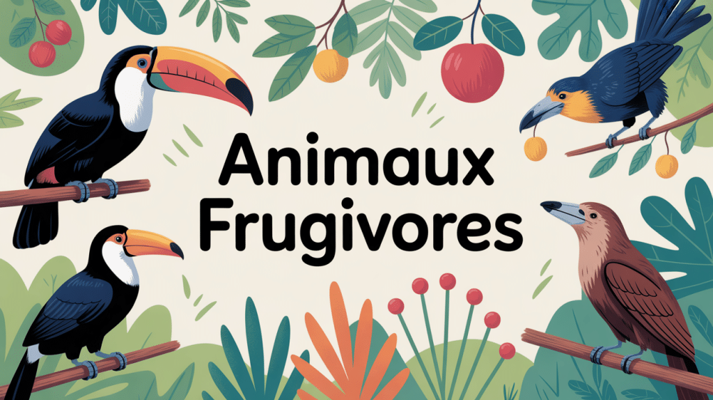 Couverture montrant animaux dont le regime alimentaire est constitue de fruit