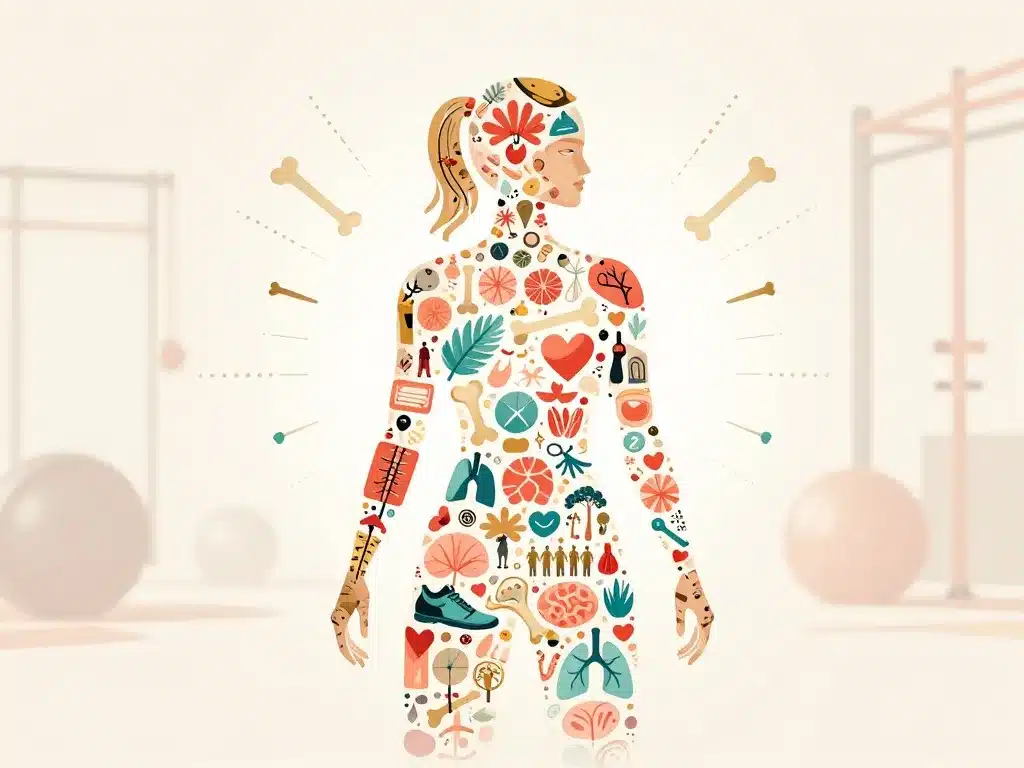 Mosaïque crossfit pour les femmes montrant santé osseuse, métabolisme et bien‑être