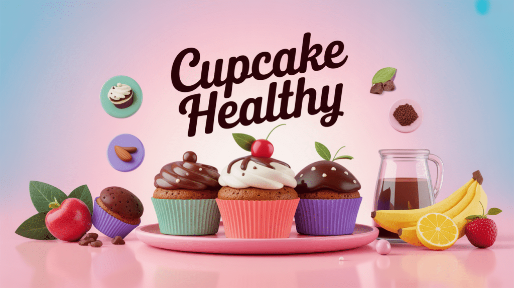 Illustration 3D de cupcake healthy avec ingrédients sains