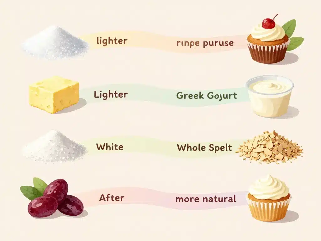 Schéma substitutions ingrédients pour cupcake healthy