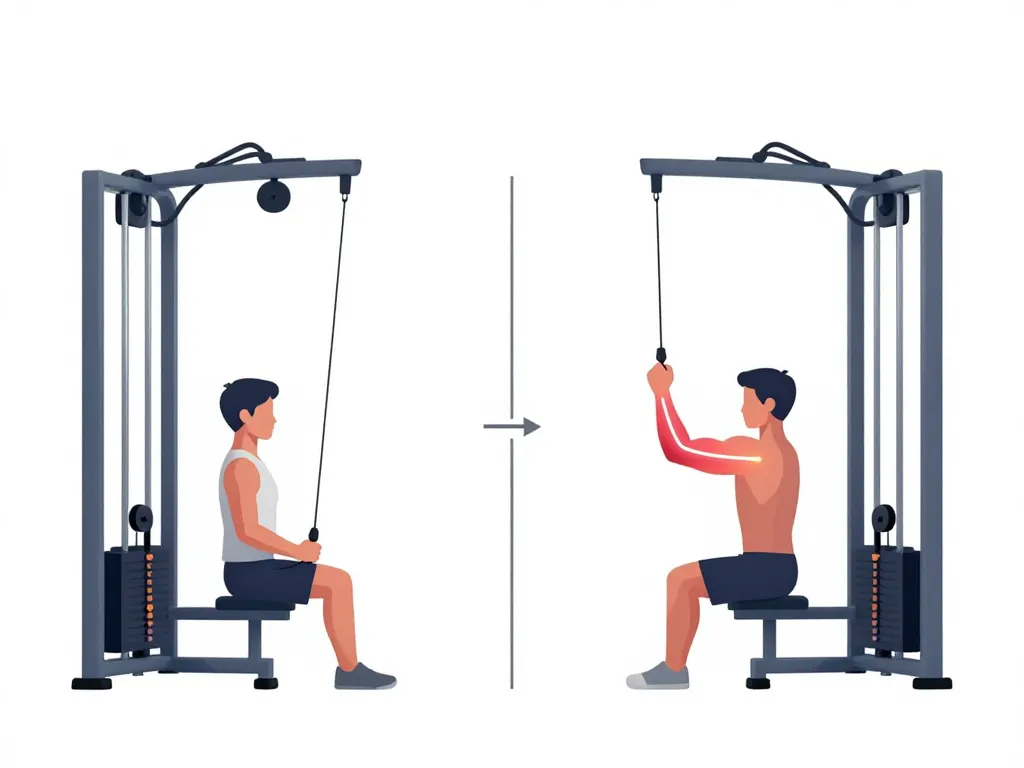 Schéma exo biceps poulie, hauteur de poulie et alignement câble