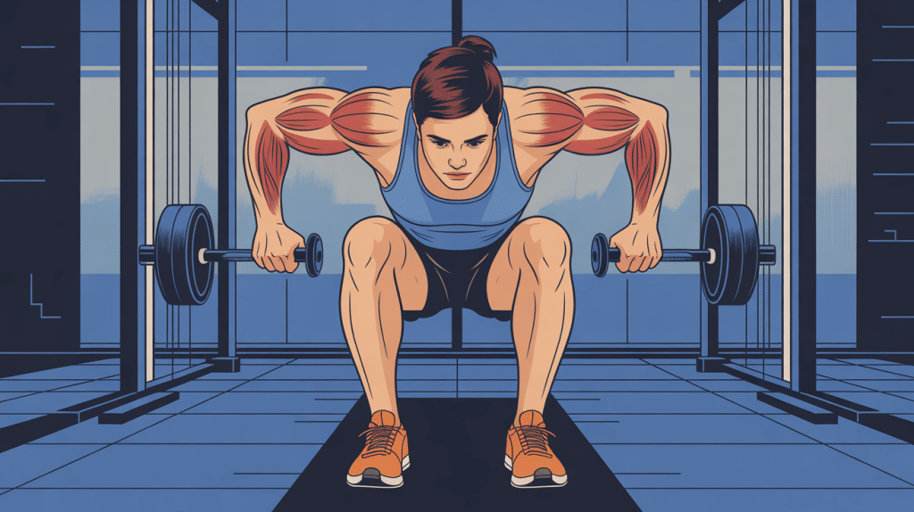 illustration fentes arriere avec halteres muscles cibles