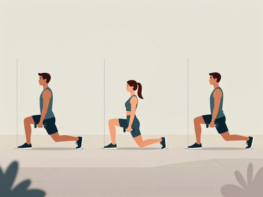 sequence fentes arriere avec halteres position descente poussee