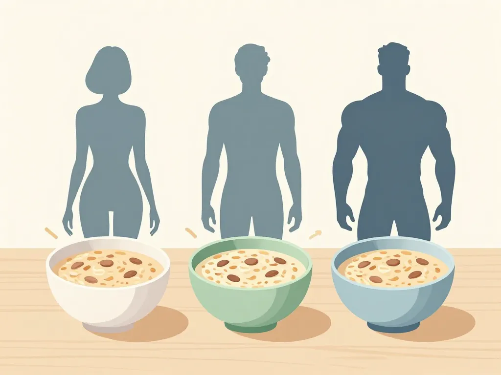 flocon d avoine prise de masse trois portions et silhouettes