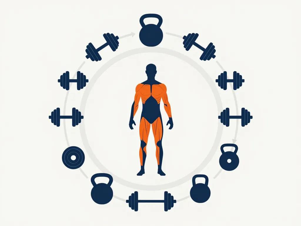 Diagramme poids de musculation équipements et muscles