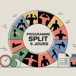 illustration programme split 5 jours calendrier hebdomadaire