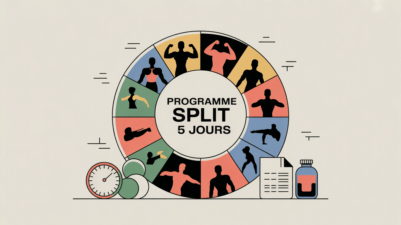 illustration programme split 5 jours calendrier hebdomadaire