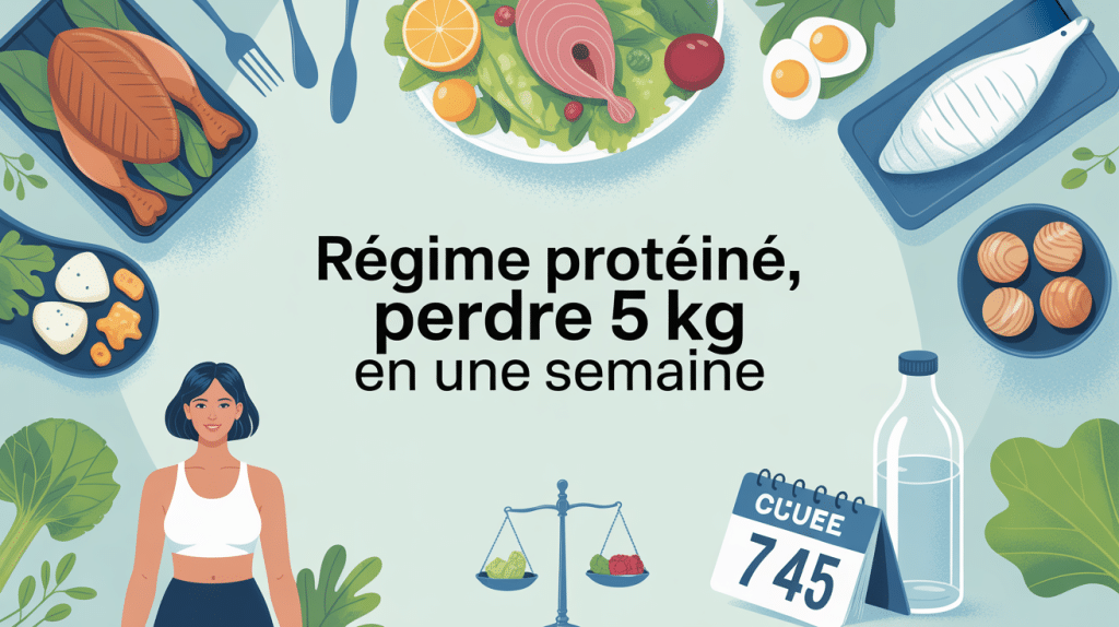 regime proteine 5 kg en 1 semaine menu visuel vectoriel rassurant