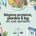 regime proteine 5 kg en 1 semaine menu visuel vectoriel rassurant