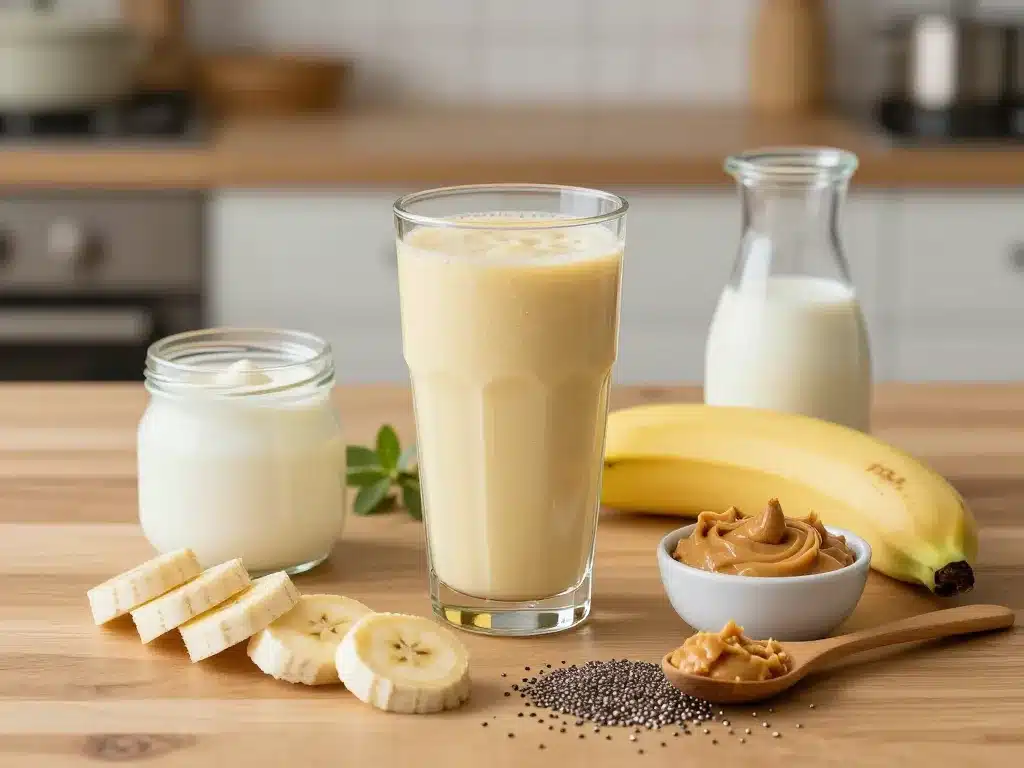 smoothie protéiné banane yaourt et beurre de cacahuète
