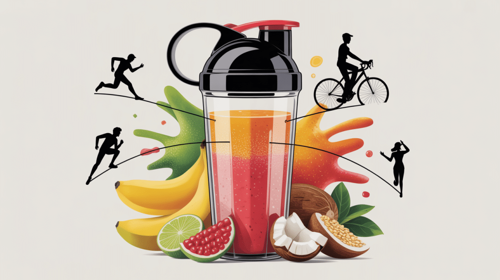 Visuel smoothie sportif avec ingrédients et sports