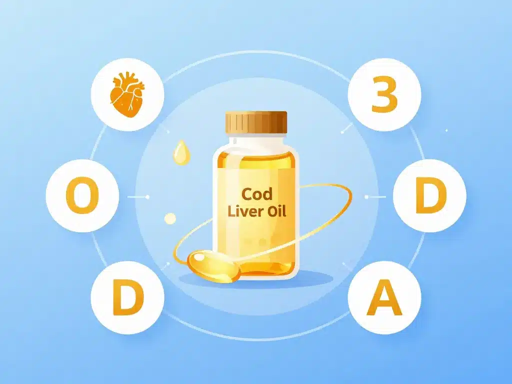 concept diagramme huile de foie de morue omega 3 composition oméga 3 vitamine d a