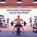 machine salle de sport fessier illustration de plusieurs appareils et silhouettes