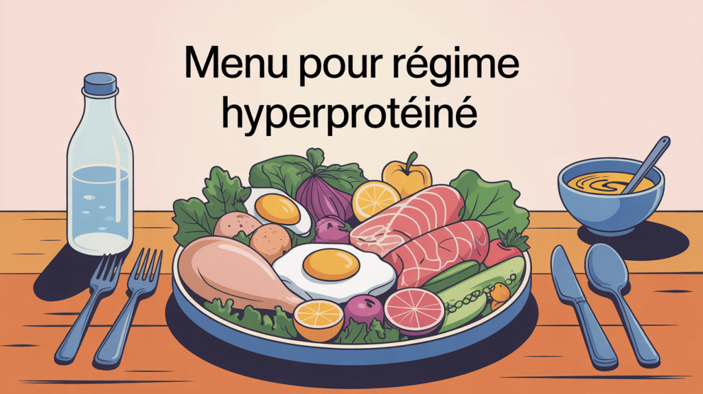menu pour regime hyperproteine illustration assiette equilibrée