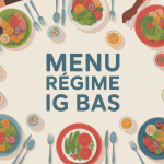 menu regime ig bas phase offensive grande table assiettes saines