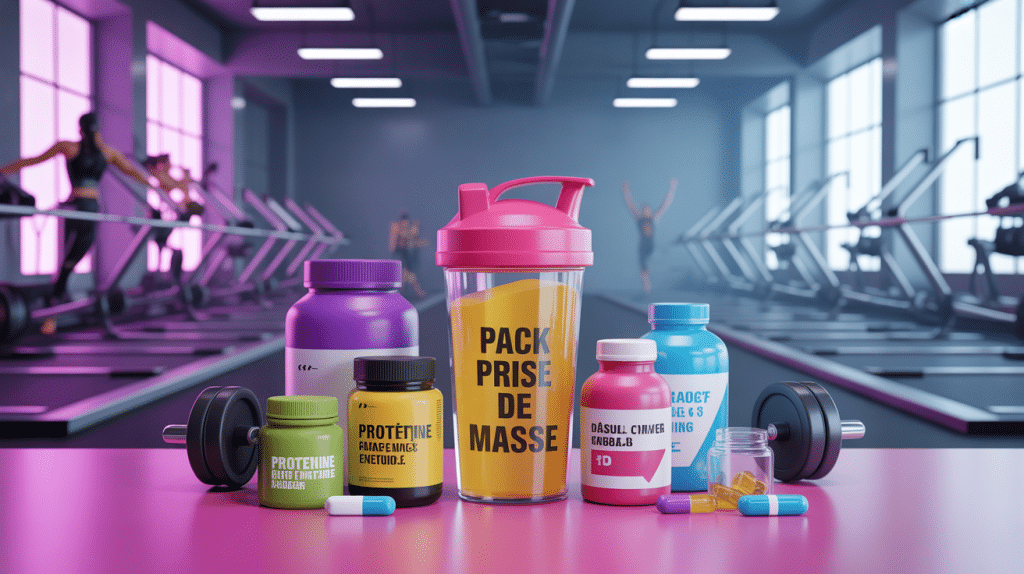 pack prise de masse compléments sportifs scène gym