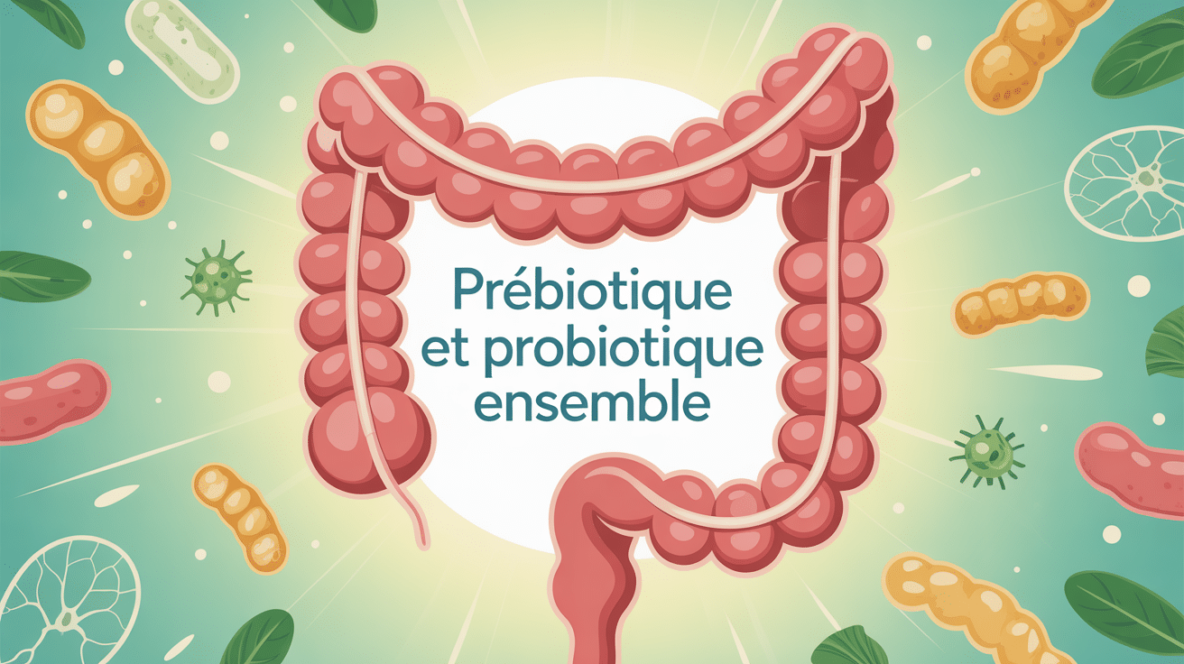 prebiotique et probiotique ensemble illustration microbiote