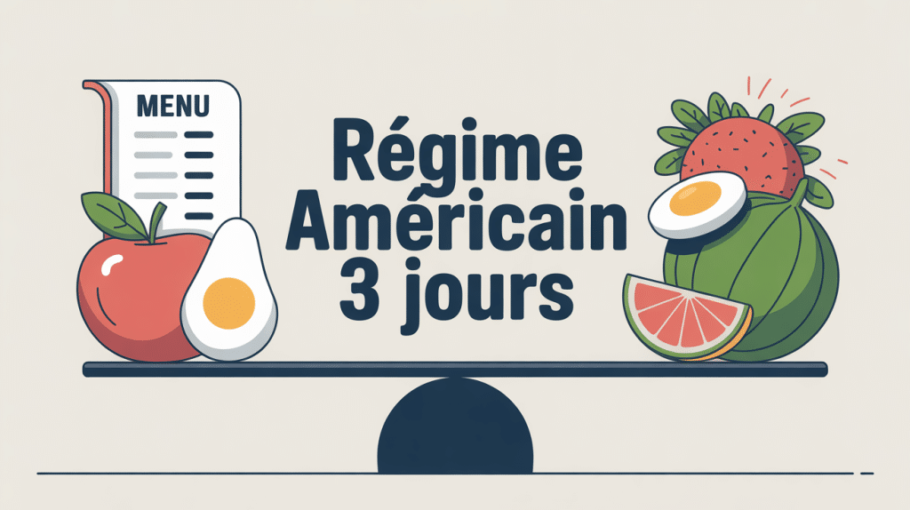 illustration regime americain 3 jours balance menu aliments typiques