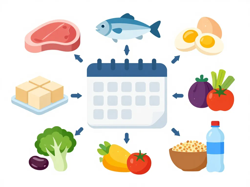 regime hyperproteine menu semaine concept diagramme repas équilibré