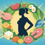 Illustration régime hyperprotéiné pour perdre 20 kilos silhouette svelte et aliments protéinés